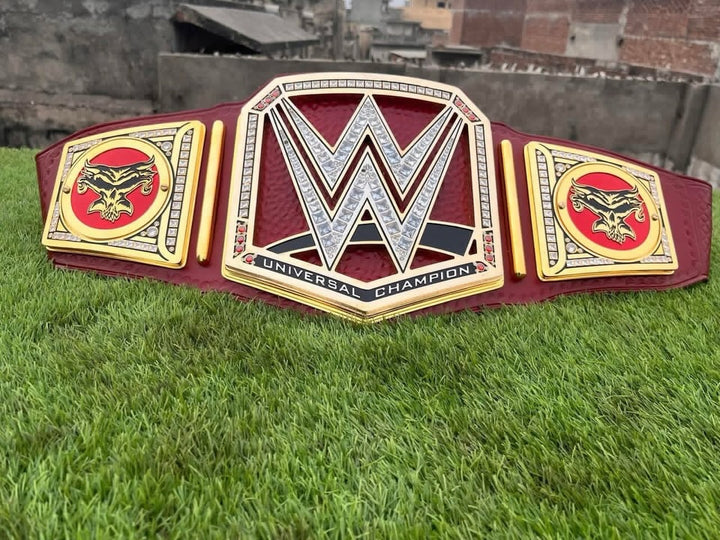 Wwe Red Universal Belt with Brock Sides plates CNC Championship Belt