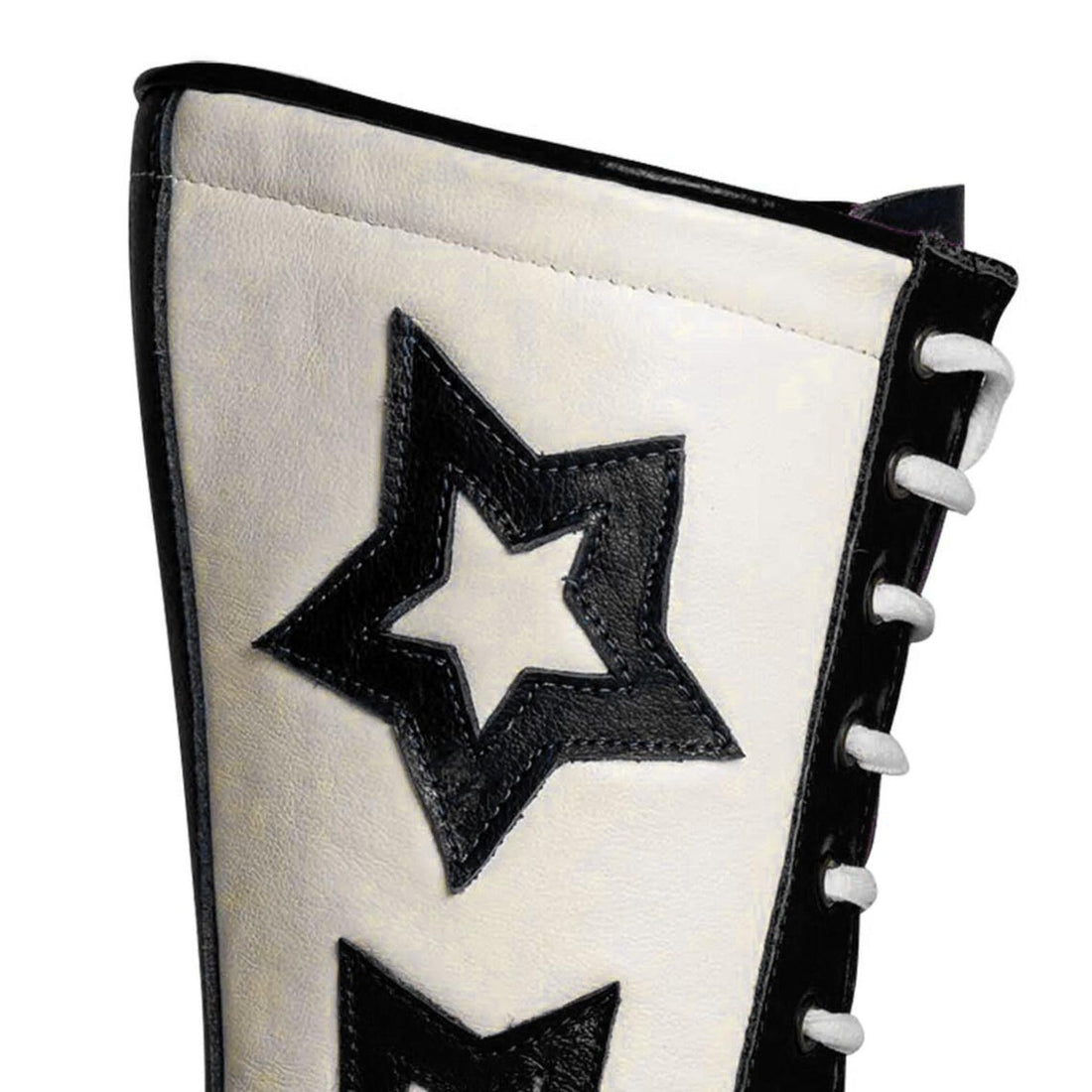 Retro Star Wrestling Boots Black  White High Top Leather Unisex
