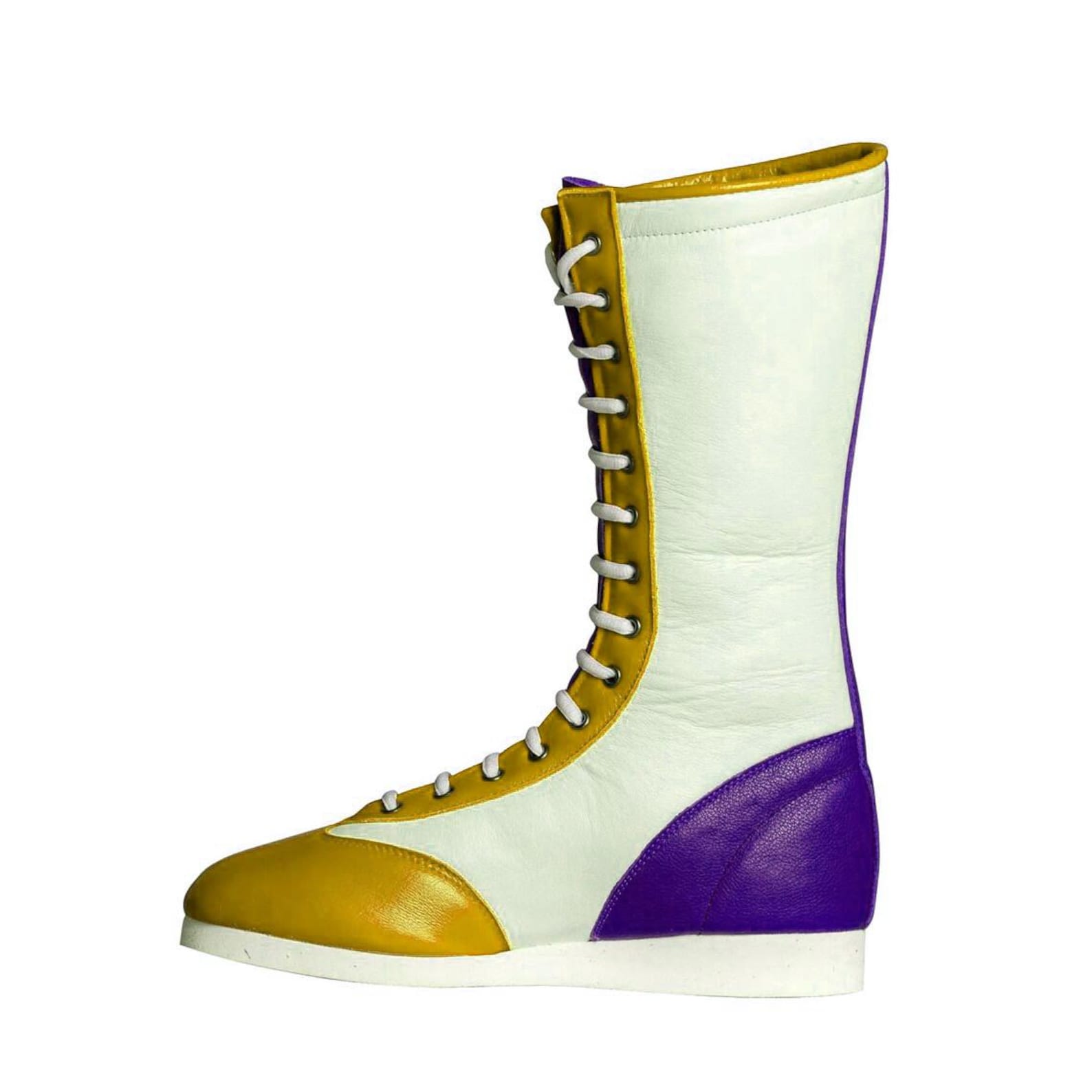 Genuine Leather Pro Wrestling Boots for Men  Women  High Top Lace Up Fight Gear