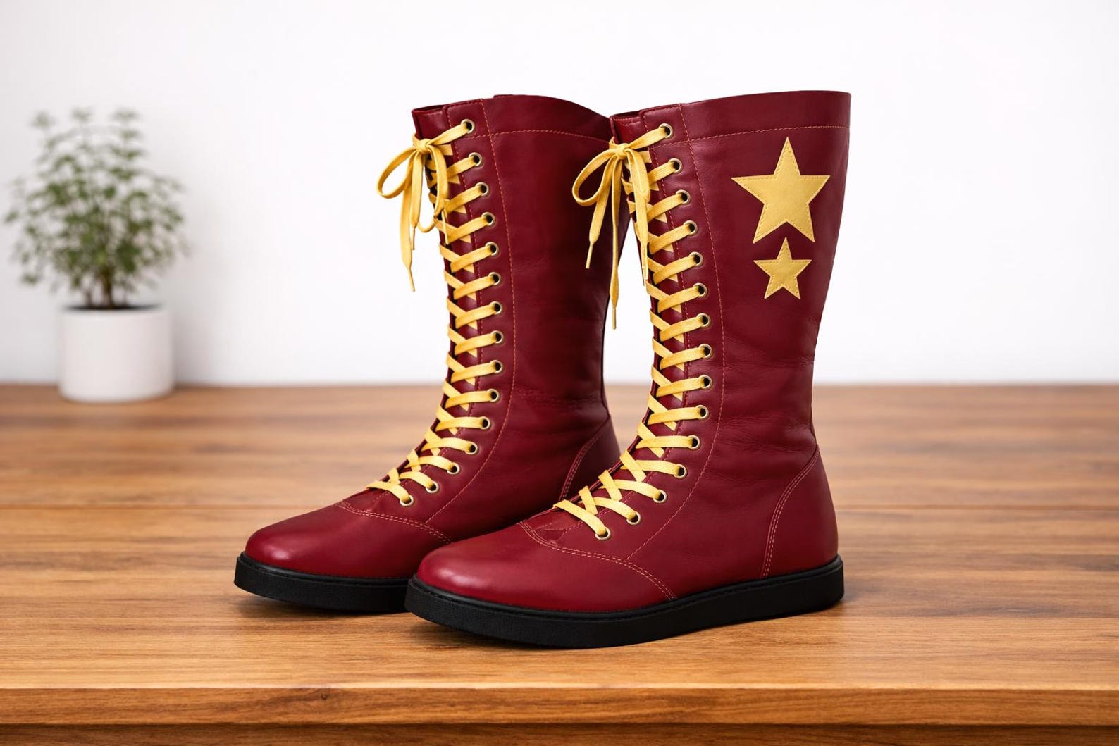 Pro Handmade Leather Wrestling Boots – Lace-Up Fight Gear