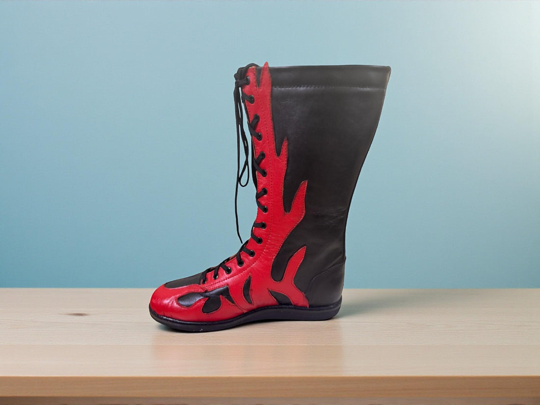 Handmade Leather Wrestling Boots Tall Lace Up Custom Pro Style