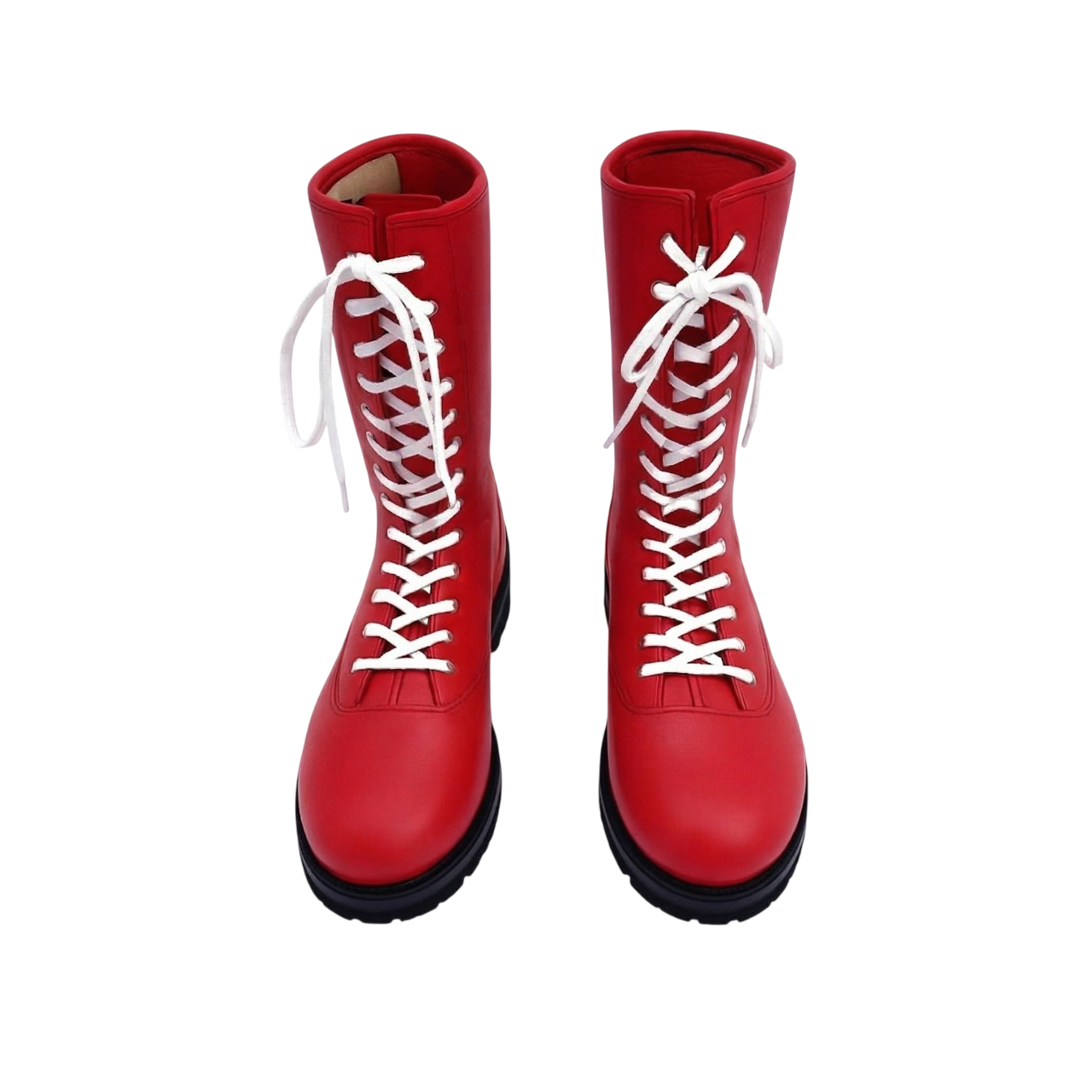 Handmade Leather Wrestling Boots Red Laced up Long Shoes Customizable Unisex Footwear