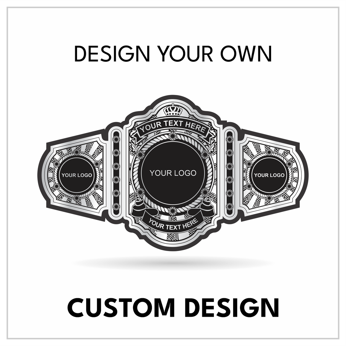 Rope Border Custom Championship Belt | Personalized Studded Crown Title