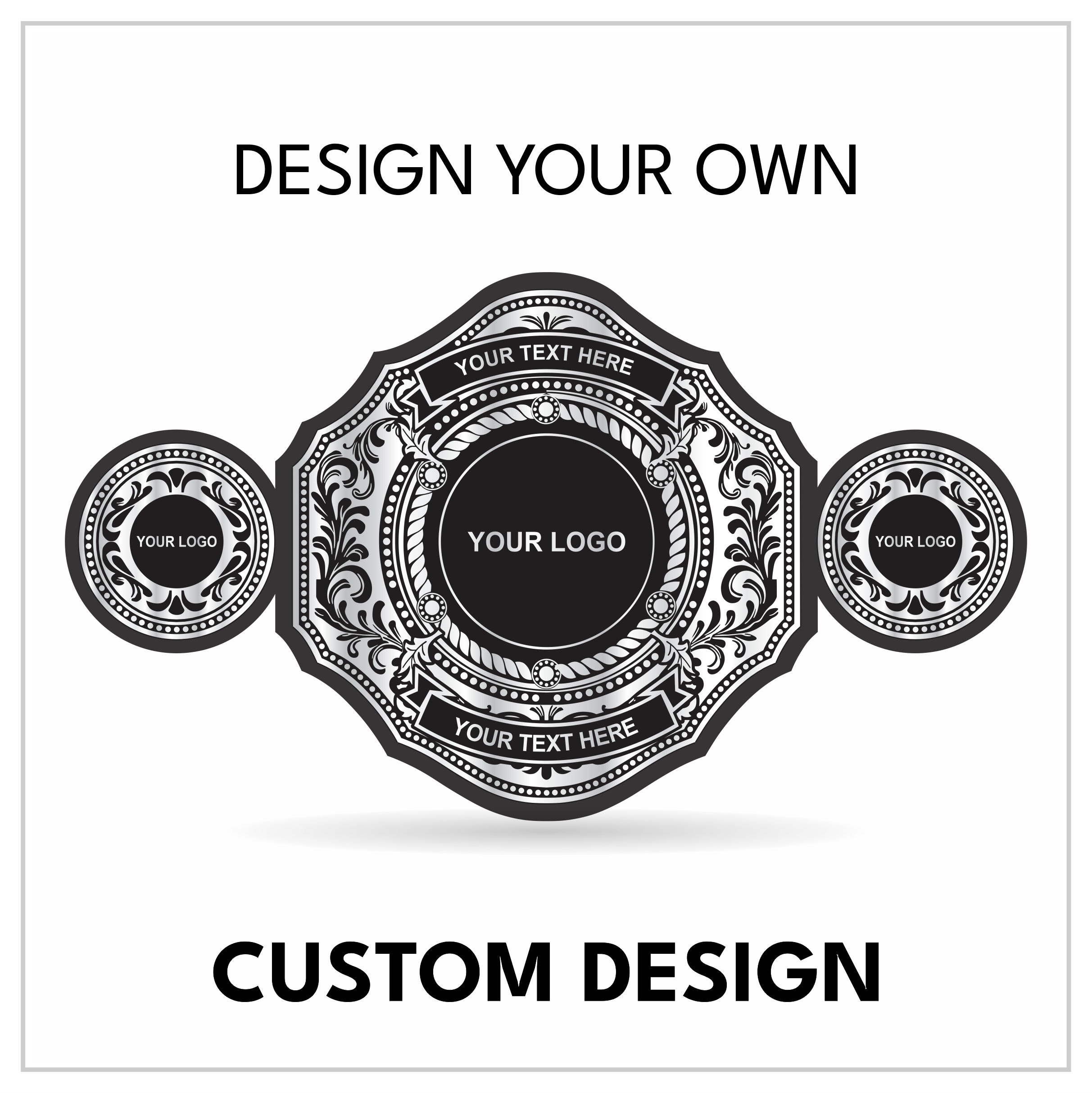 Round Center Custom Championship Belt | Personalized Vintage Scrollwork Title