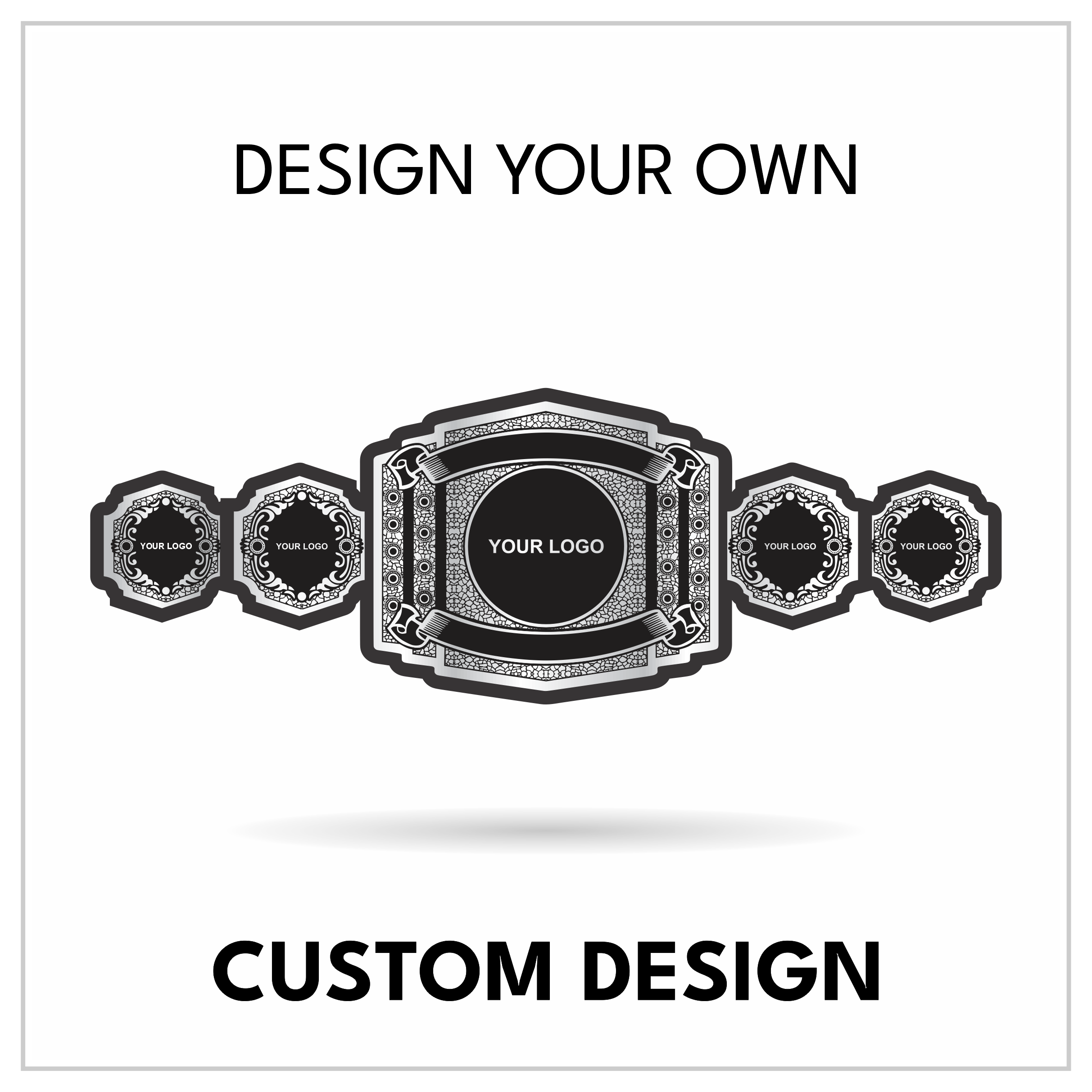 Ornate Square Center Custom Championship Belt | 5-Plate Personalized Title