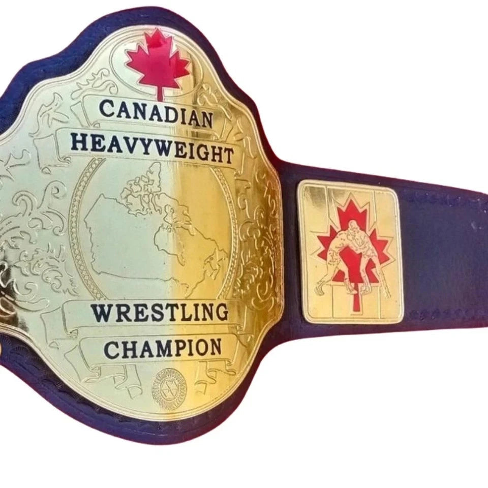 CANADIAN Heavyweight Wrestling Champion 2MM Plates Replica Title Belt Adult Size