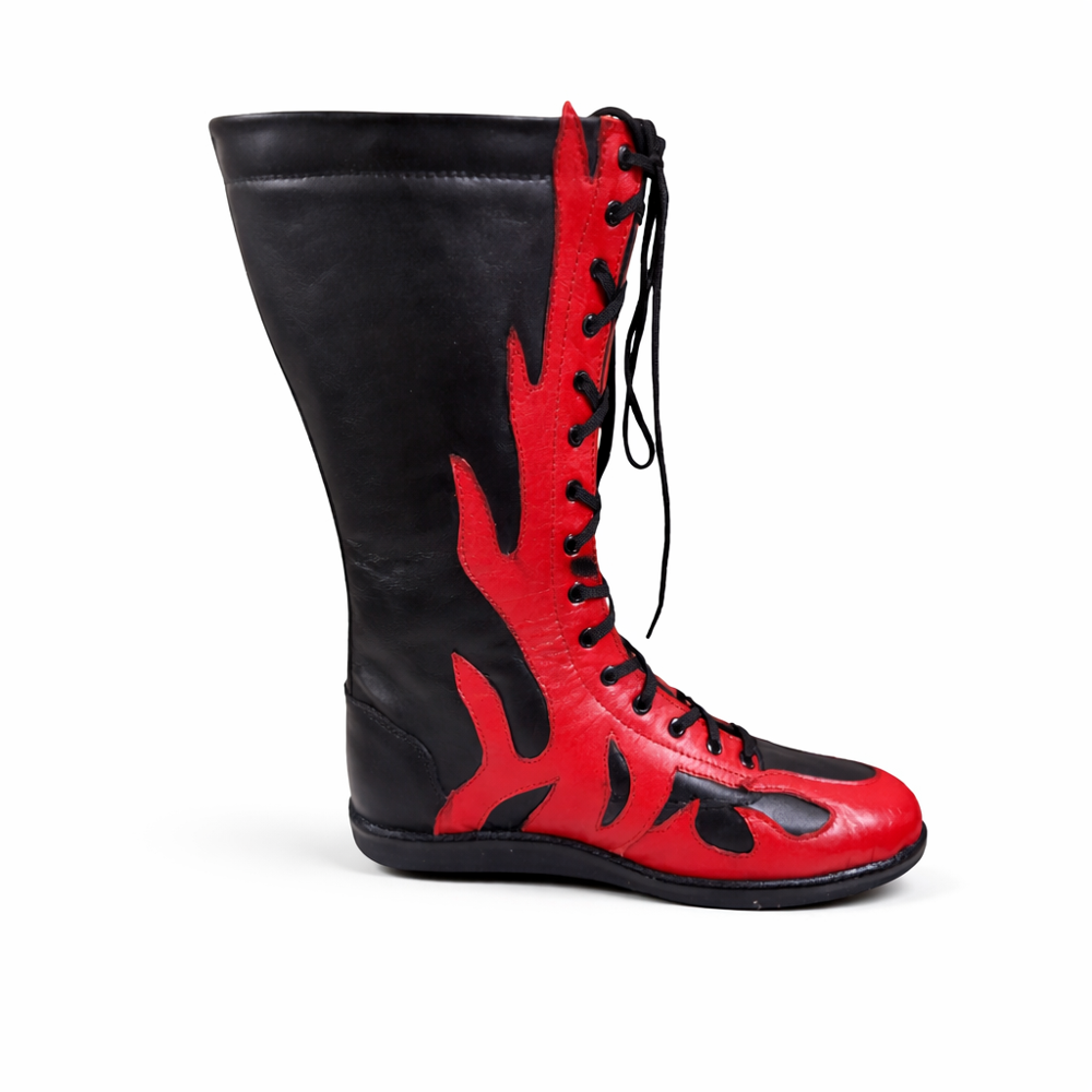 Handmade Leather Wrestling Boots Tall Lace Up Custom Pro Style