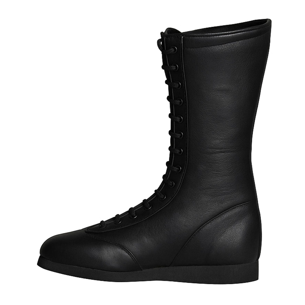 Handmade Leather Wrestling Boots Black Star Patch Customizable Unisex Footwear