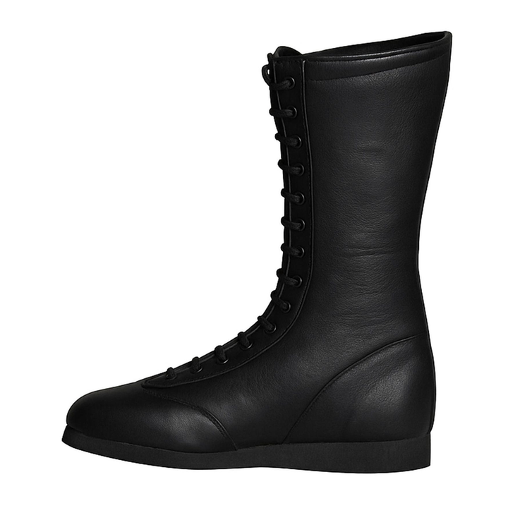 Handmade Leather Wrestling Boots Black Star Patch Customizable Unisex Footwear