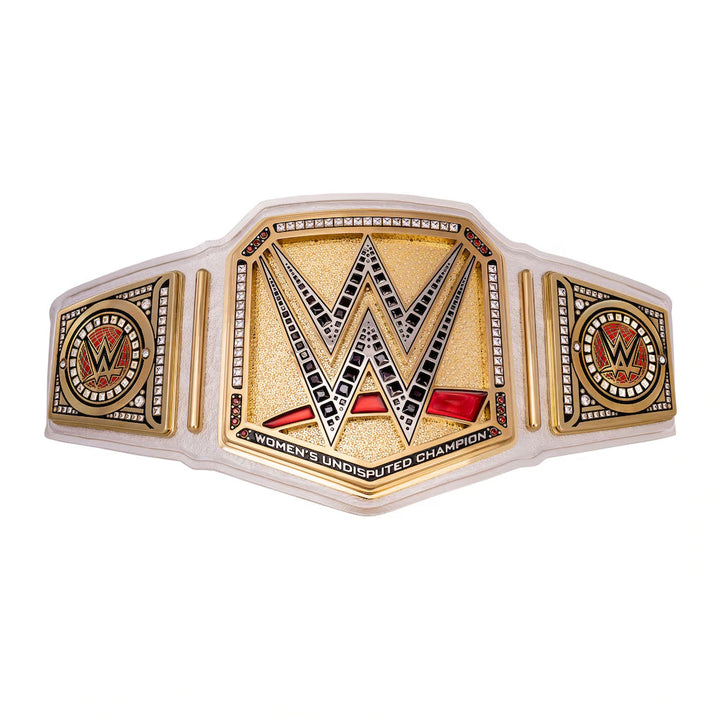 WWE Women's Championship replica belt with gold plate and black detailed design from Championship Belts Online